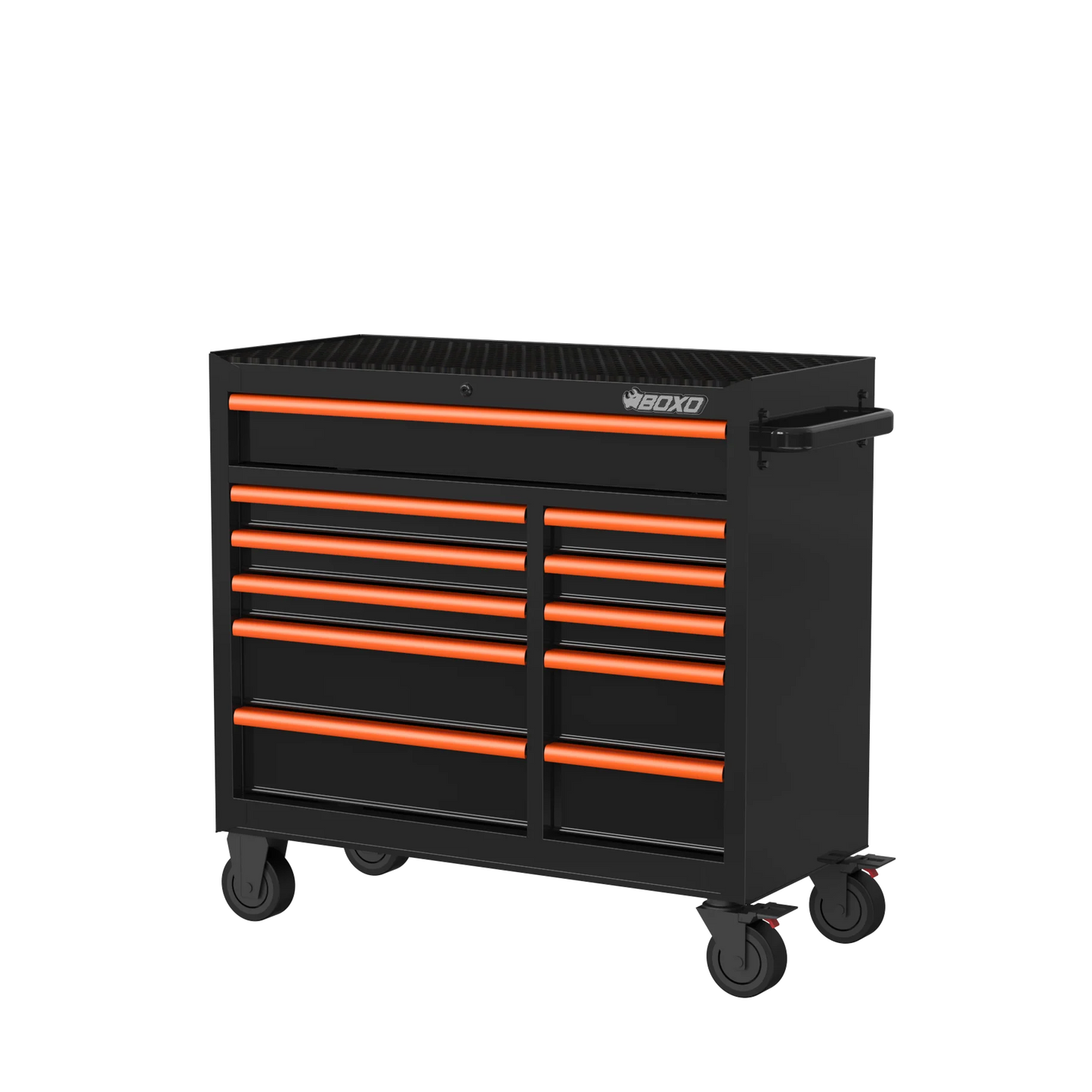BOXO 41" 11 Drawer Roll Cabinet with Drawer Trim Pack - Black Body with Coloured Trim Pack