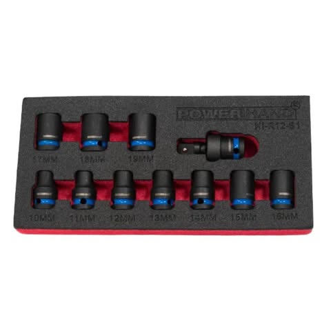 POWERHAND 1/2" Shallow Impact Socket Set in EVA Foam 10-19mm