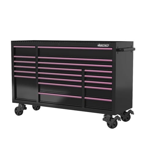 BOXO 72" 19 Drawer Triple Bank Roll Cabinet with Drawer Trim Pack - Black Body & Trim Colour Options