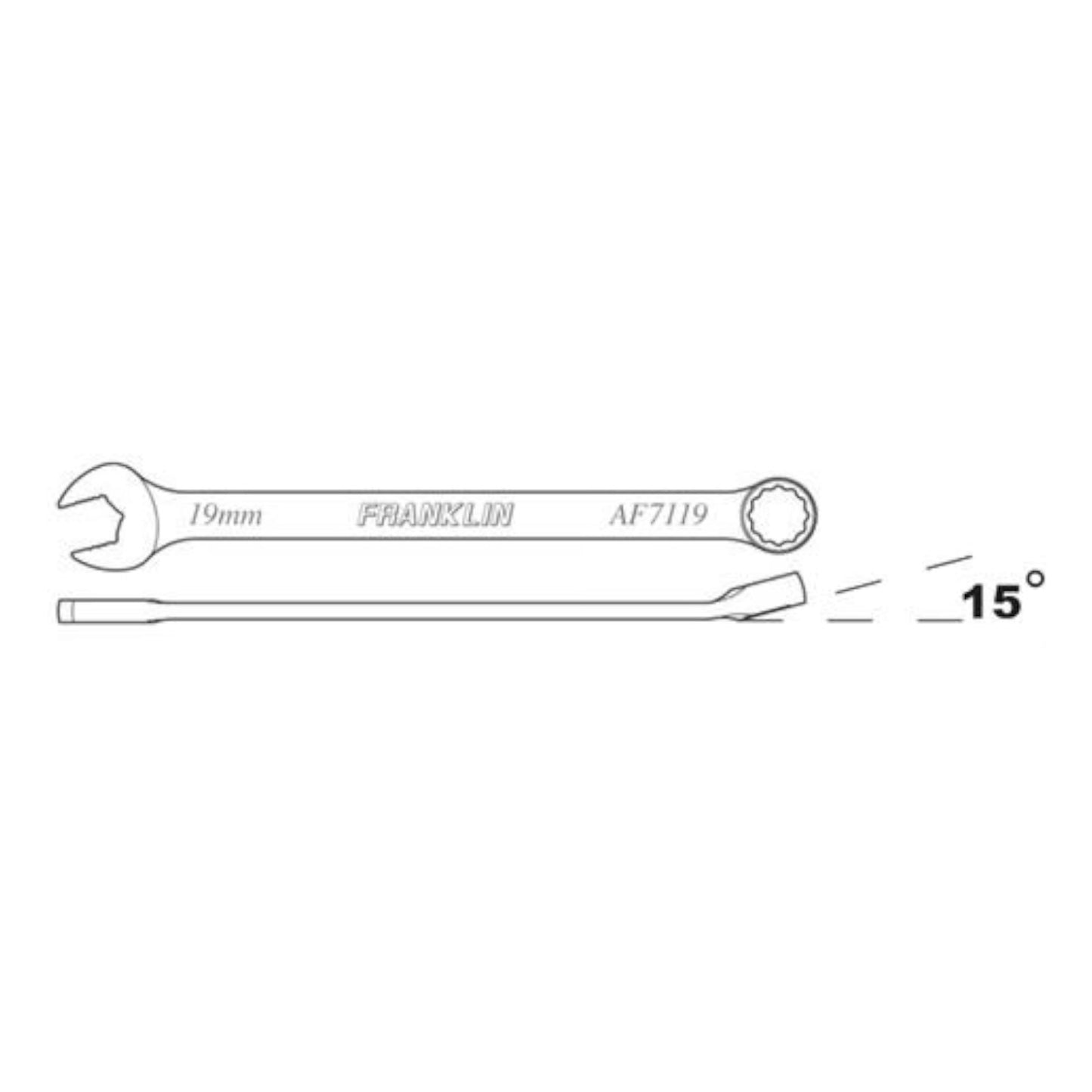 FRANKLIN GearF Grip4+ 12pt XL Combination Spanners (10mm - 19mm)