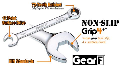 FRANKLIN GearF Grip4+ 12pt Combination Ratchet Spanners (10mm - 19mm)