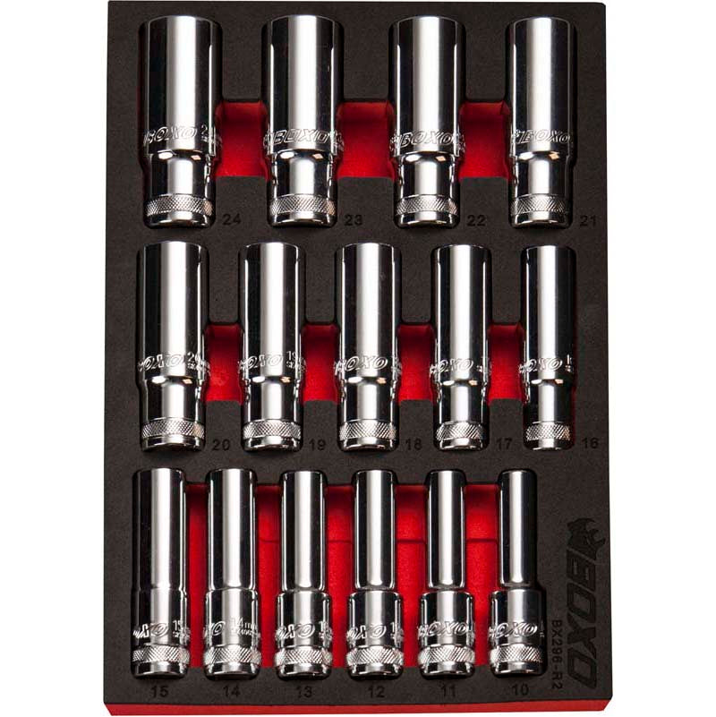 15 Pce 1/2" 6 Point Deep Socket Set-Boxo-Equipment
