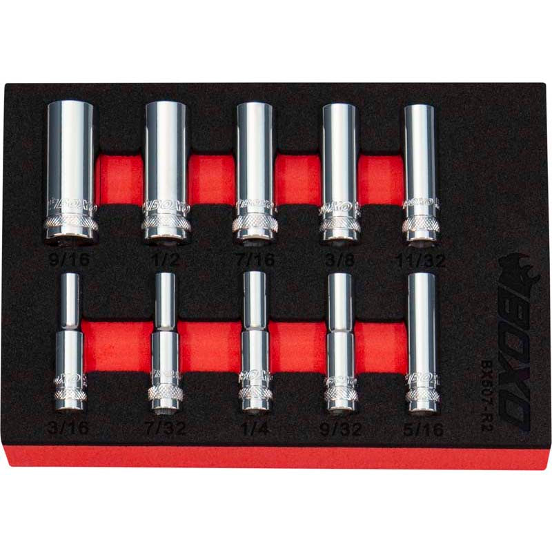 10Pc 1/4" Deep 12pt Imperial Socket Set-Boxo-Equipment