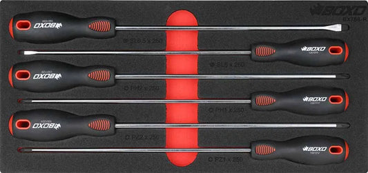 BOXO 6Pc 250mm Long Screwdriver Set in EVA Foam