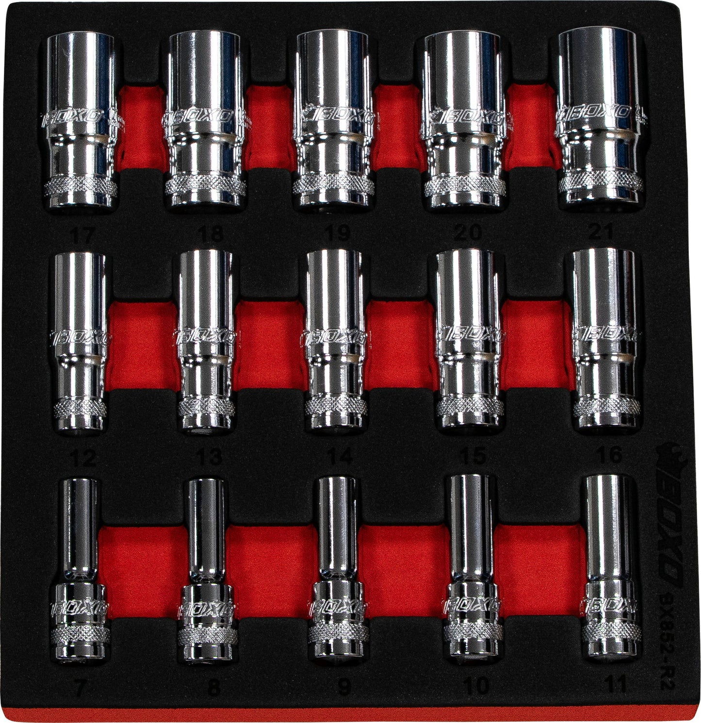 BOXO 3/8" 15Pc 12Pt Semi Deep Socket Set
