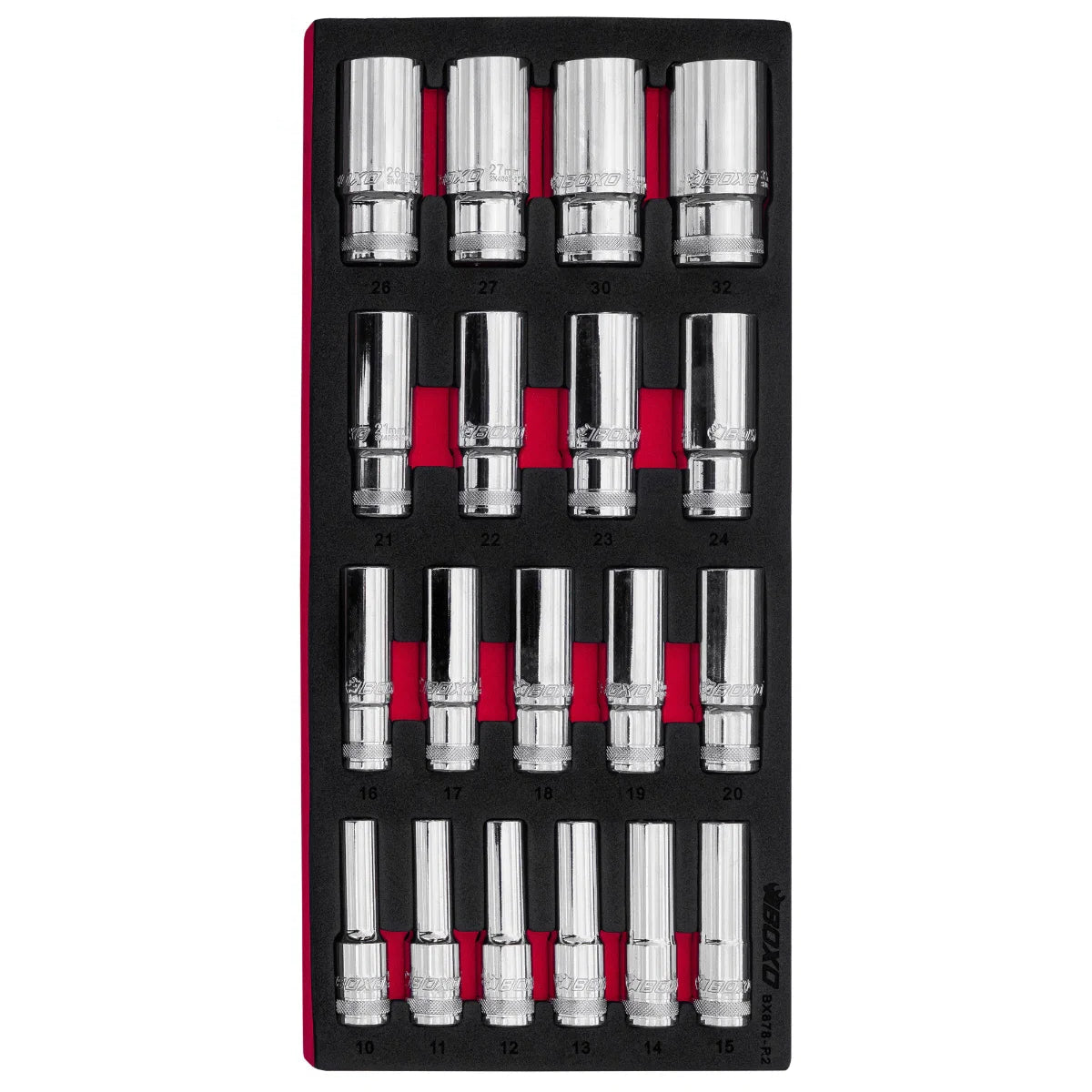 BOXO 1/2" 6Pt Deep Socket Set (10mm - 32mm)