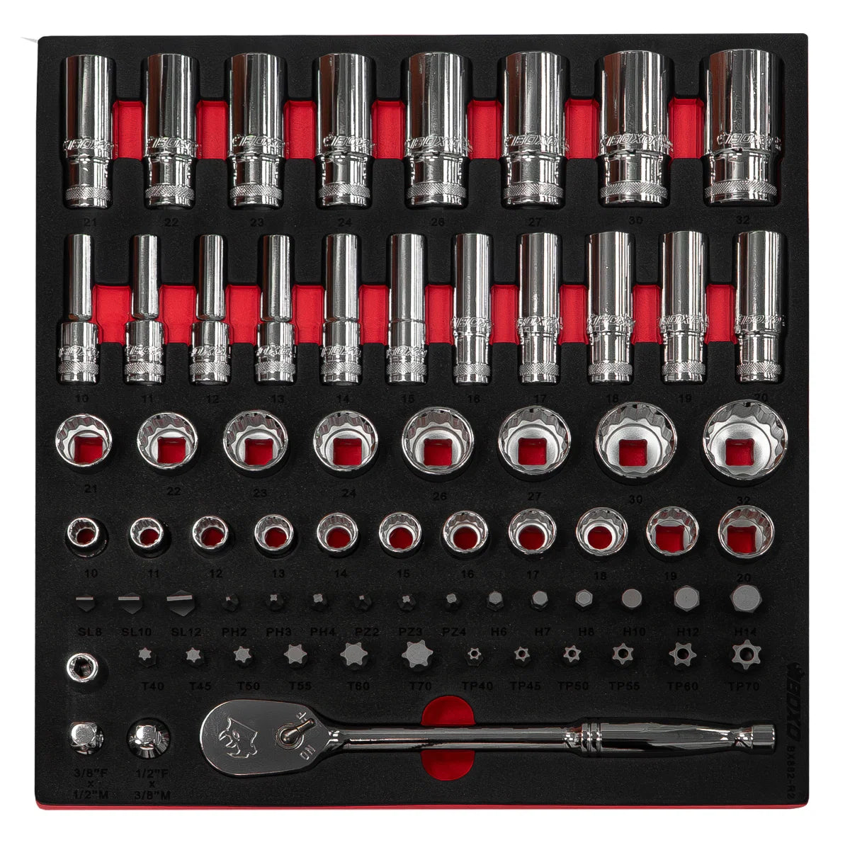 BOXO 1/2" 12Pt Master Socket Set in EVA Foam