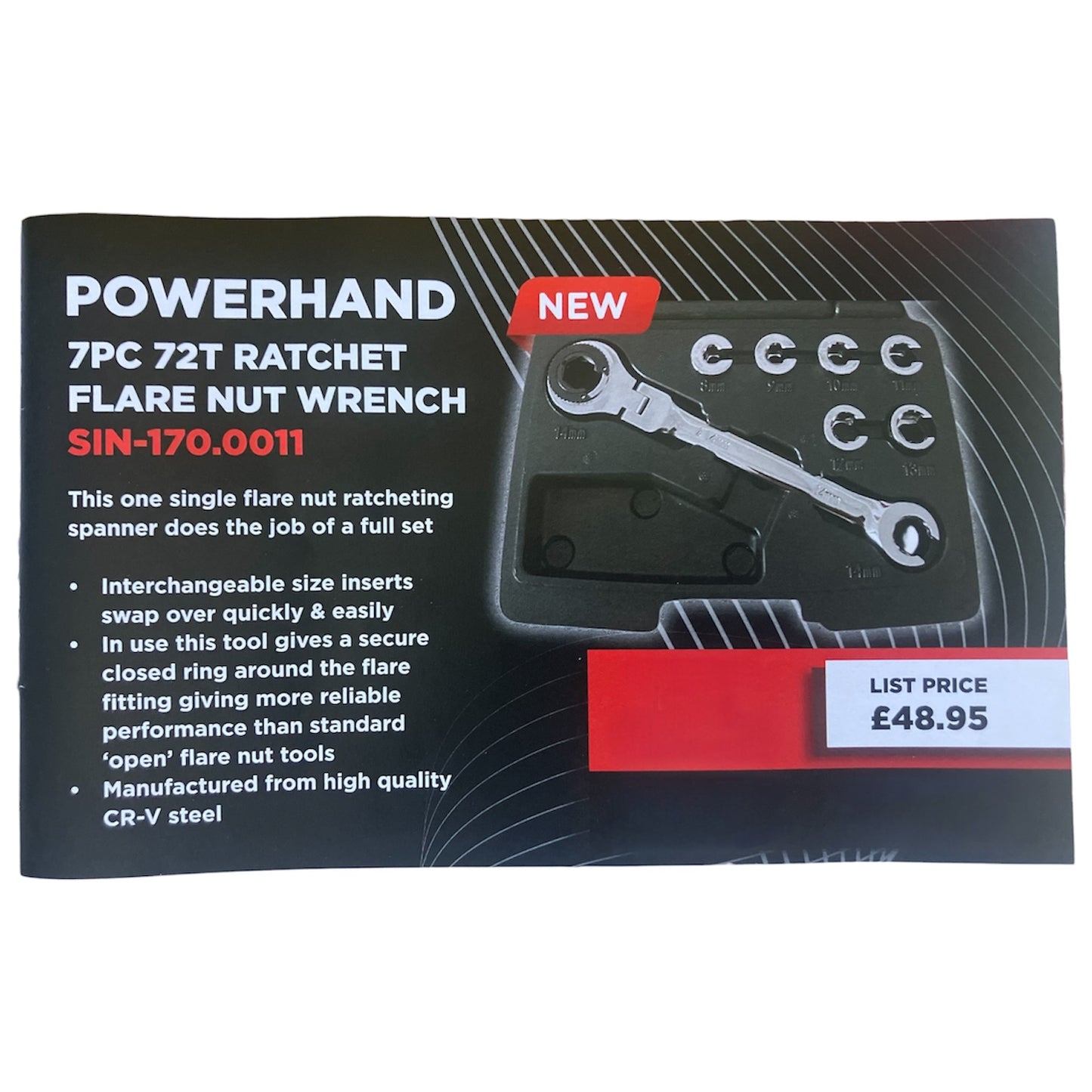 POWERHAND 7Pc 72T Ratchet Flare Nut Wrench