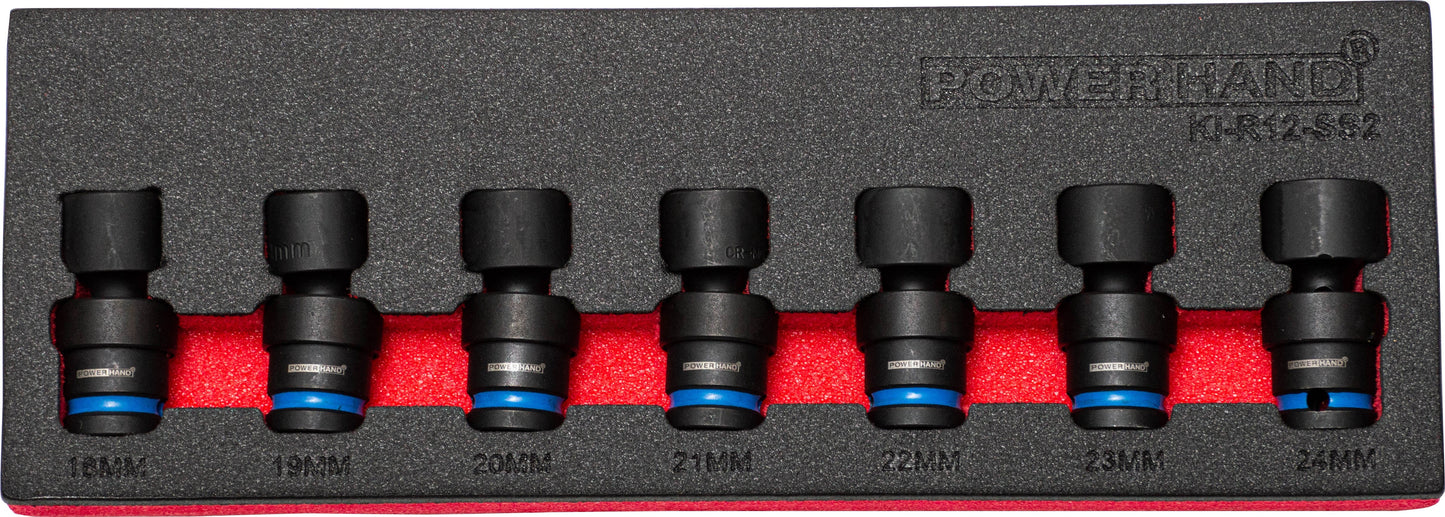 POWERHAND 7Pc 1/2" Shallow Swivel Impact Socket Set (18-24mm)