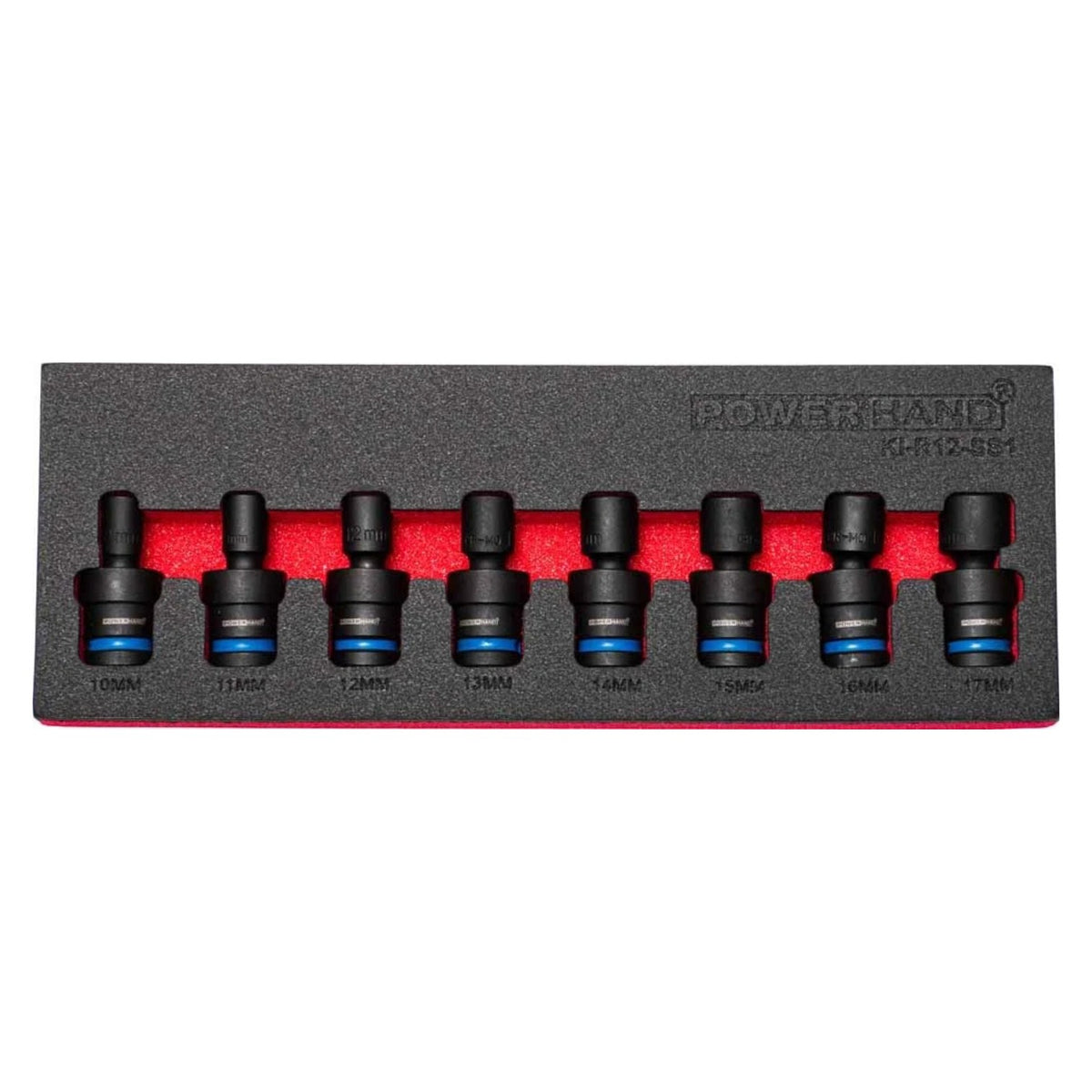 POWERHAND 8Pc 1/2" Shallow Swivel Impact Socket Set (10mm - 17mm)