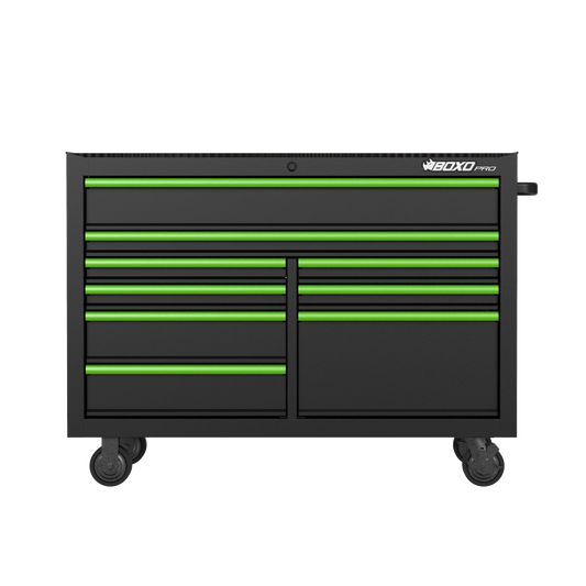 BOXO PRO 53" Gloss Finish 9 Drawer Roll Cabinet - Various Trim Options Available