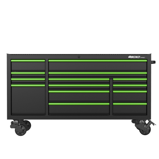 BOXO PRO 72" Gloss Finish 14 Drawer Roll Cabinet - Various Trim Options Available