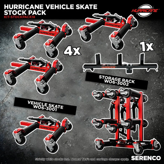 HURRICANE Mechanical Wheel Skates (x4) & Storage Rack Kit
