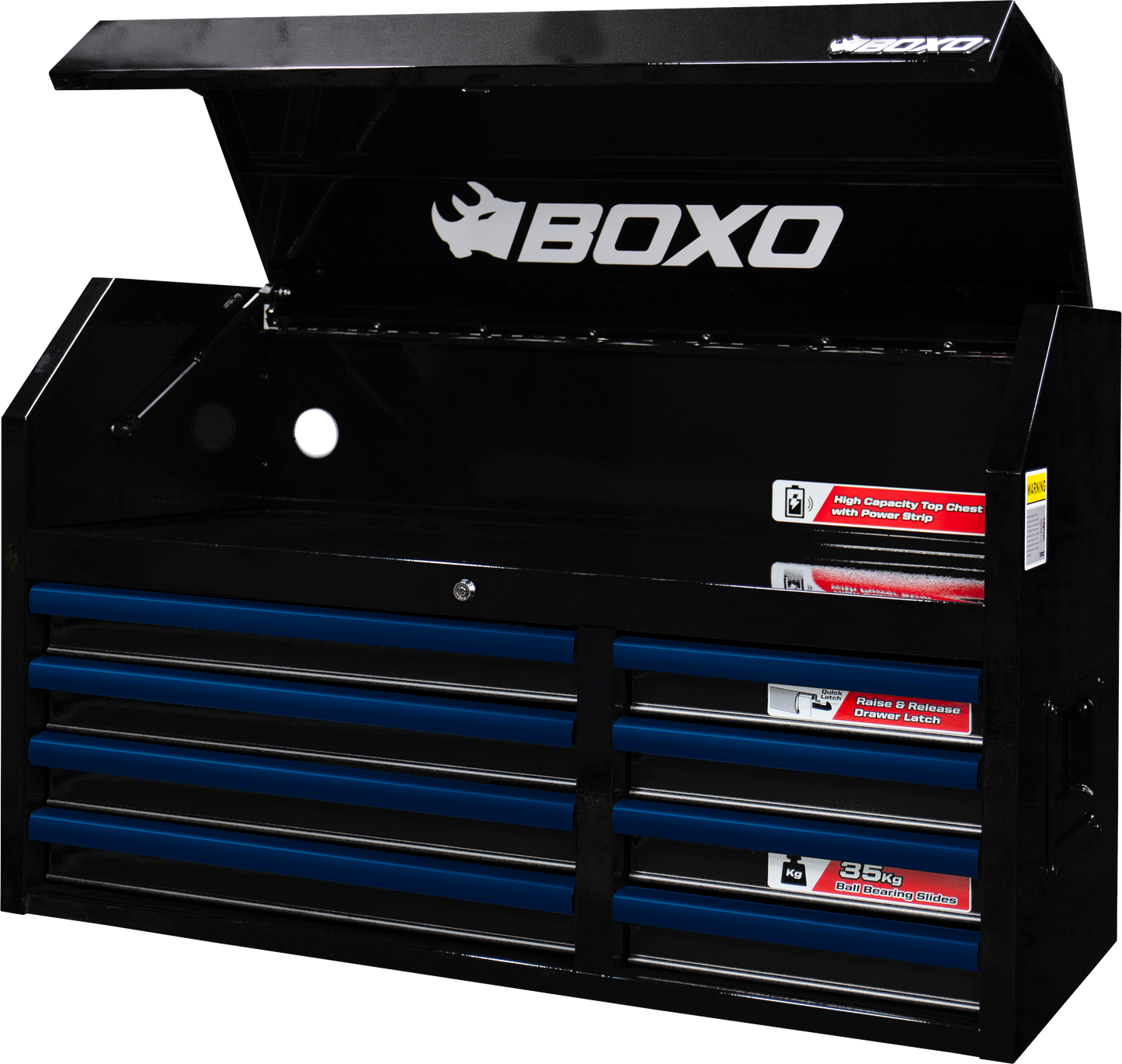 BOXO 41" 8 Drawer Top Box with Drawer Trim Pack - Black Body with Coloured Trim Pack