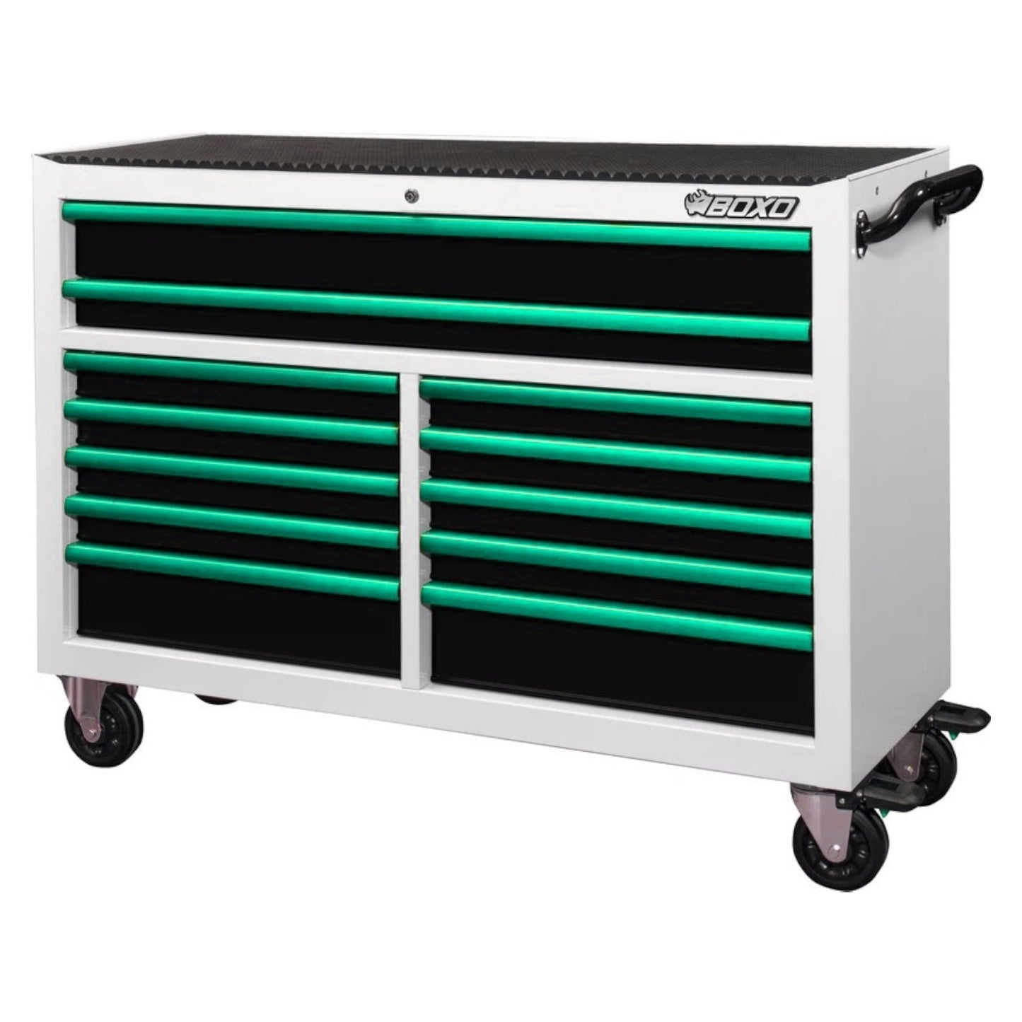 BOXO 53" White 12 Drawer Roll Cabinet with Drawer Trim Pack (Trim colour options)