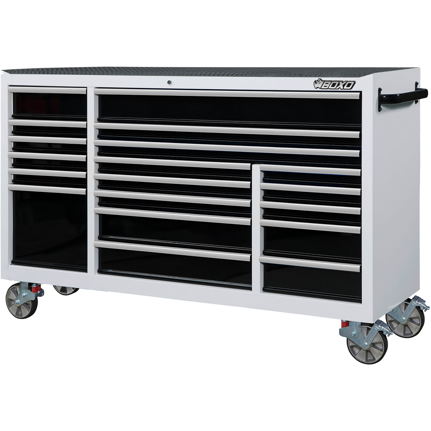 BOXO 72" 19 Drawer Triple Bank Roll Cabinet with Drawer Trim Pack - White Body & Trim Colour Options