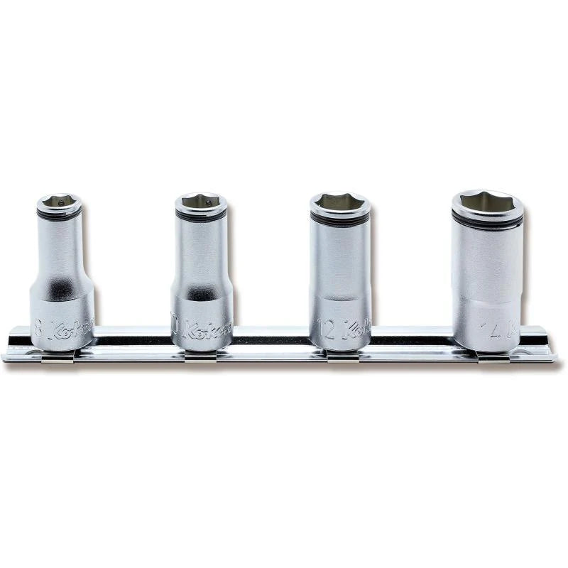 Ko-Ken 4Pc 3/8" Semi-Deep Nut Grip Socket Set