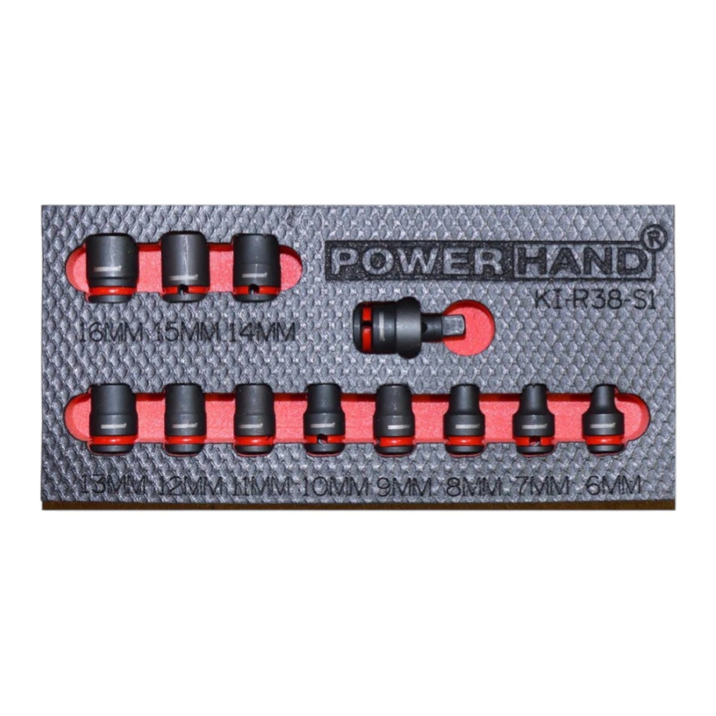 POWERHAND 3/8" Shallow Impact Socket Rail (6mm - 16mm)