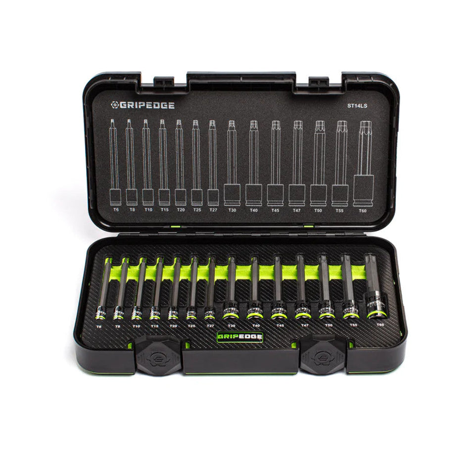 GripEdge 14Pc 1/4" & 3/8" RPT Long Torx Driver Set