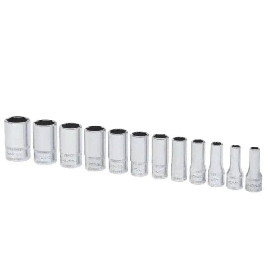 Snap-on 12 pc 1/4" Drive 6-Point Flank Drive® Semi-Deep Metric Socket