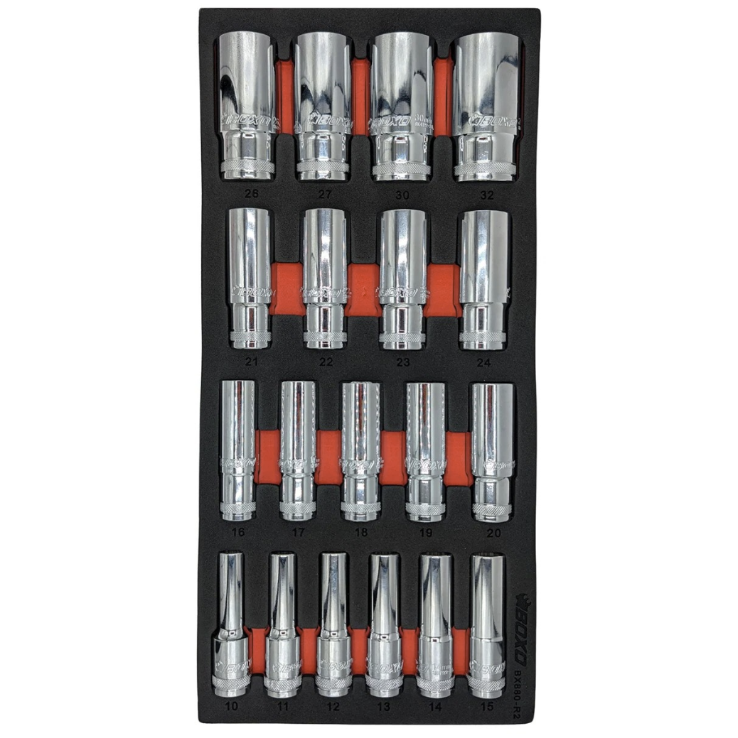 BOXO 1/2" 12Pt Deep Socket Set (10mm - 32mm)