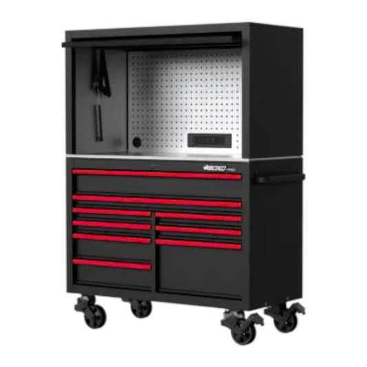 BOXO PRO 53" Gloss 9 Drawer Stack with Hutch (Trim colour options)