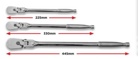 BOXO 3Pc 1/4", 3/8" & 1/2" 90T Flex-Head Ratchet Set with Lock