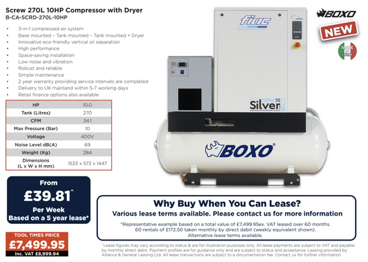 BOXO 270L 10HP Screw Compressor with Dryer