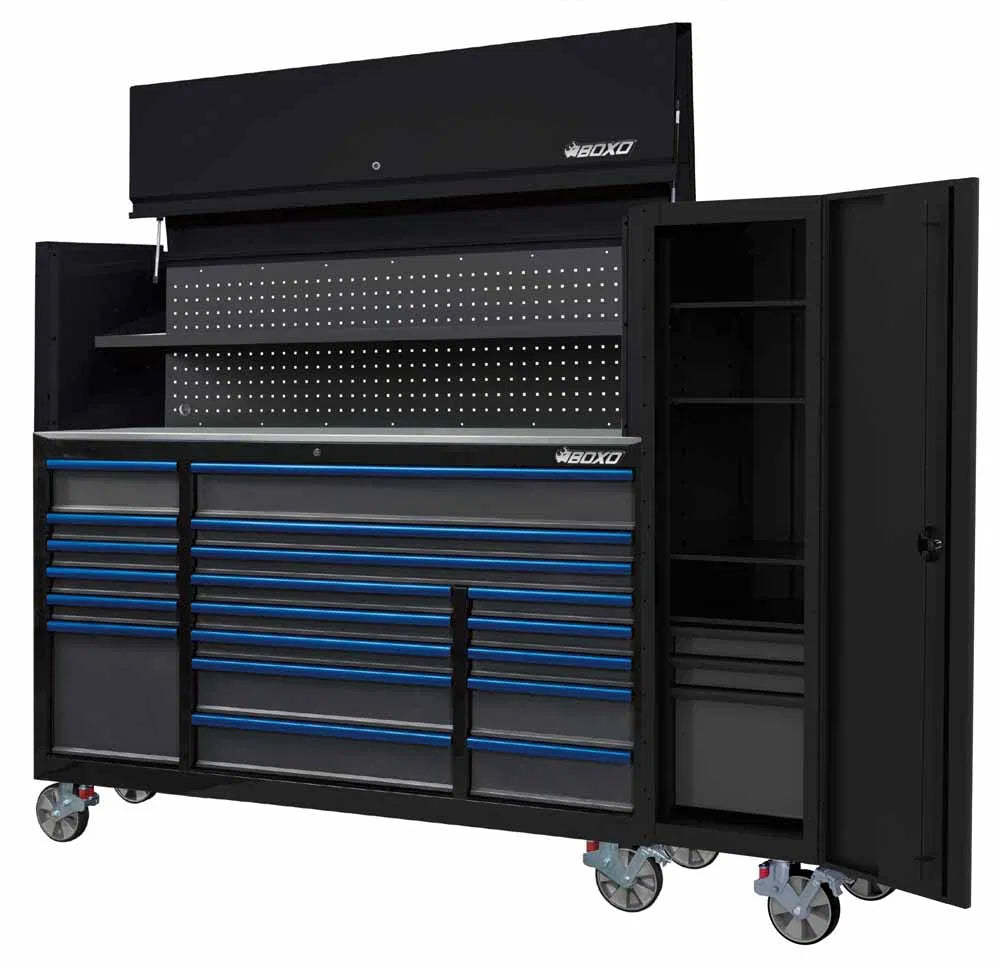 Full Height Side Locker w/4 Shelves & 3 Drawers - Black