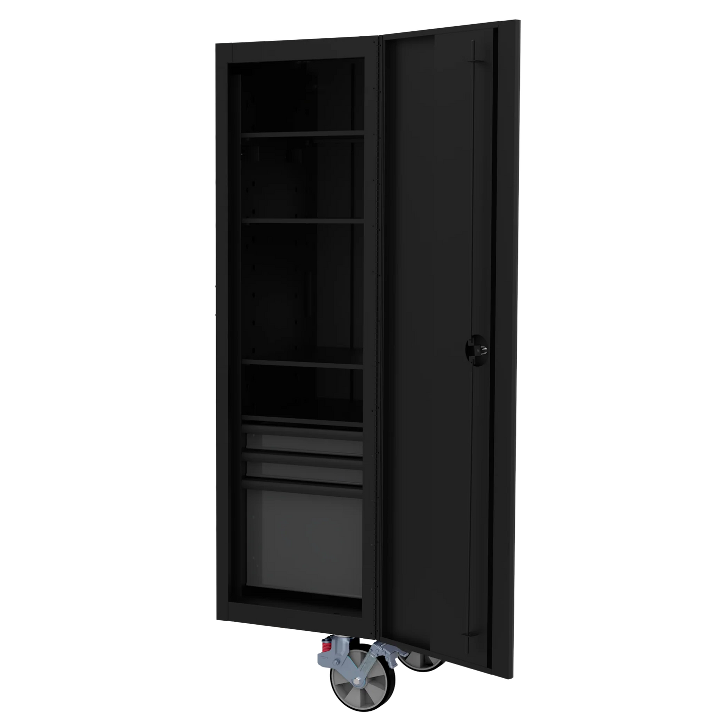 Full Height Side Locker w/4 Shelves & 3 Drawers - Black