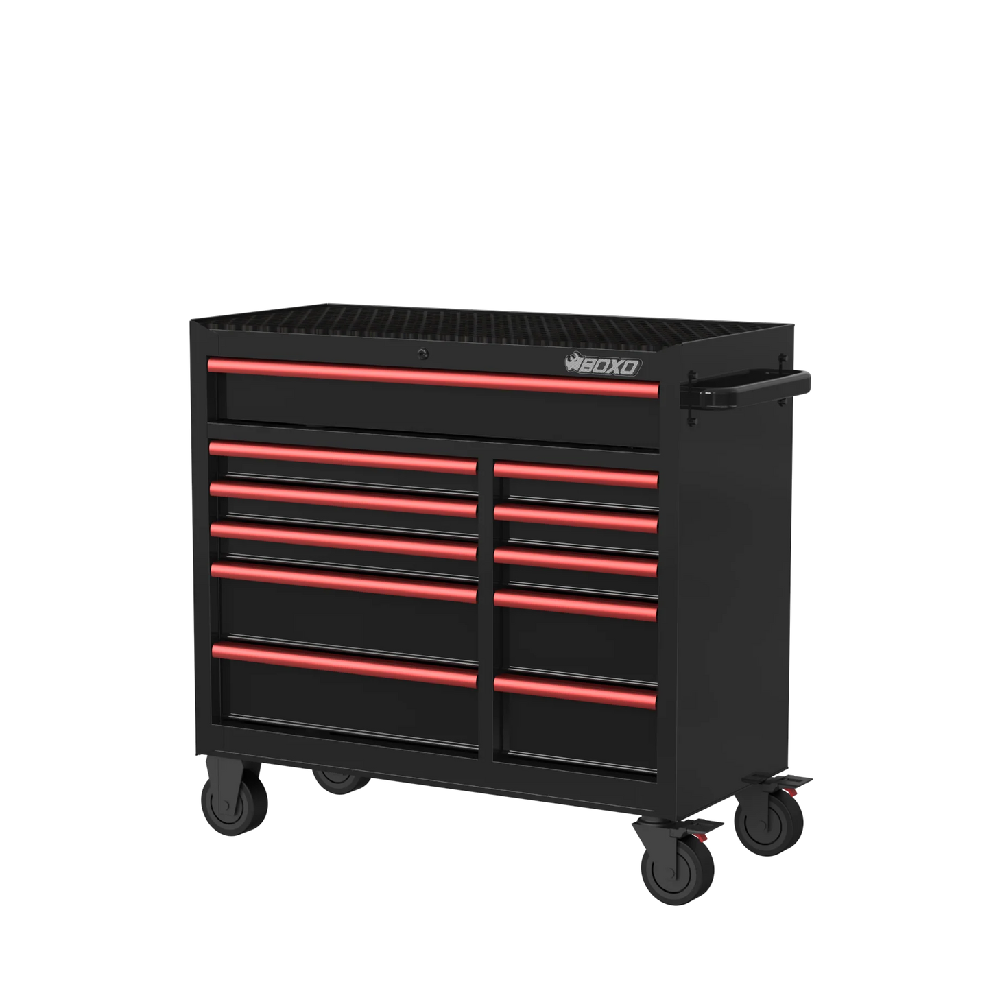 BOXO 41" 11 Drawer Roll Cabinet with Drawer Trim Pack - Black Body with Coloured Trim Pack