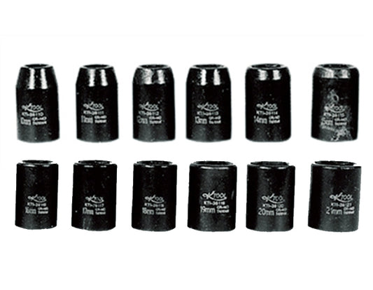 K-Tool International 12Pc 1/2" 6-point Short Impact Socket Set