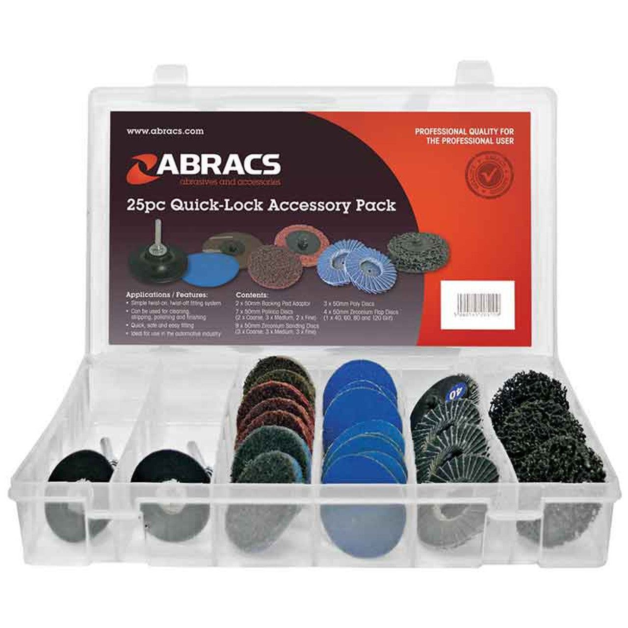 Abracs 25Pc Quick-Lock Poly Disc Starter Pack 50mm