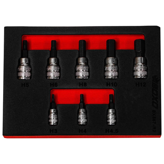BOXO 8Pc 1/4" & 3/8" Hex Magnetic Bit Socket Set