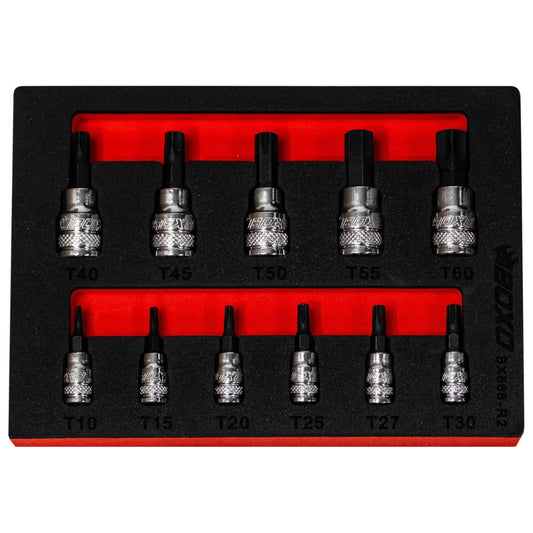 BOXO 11Pc 1/4" & 3/8" Torx Magnetic Bit Socket Set