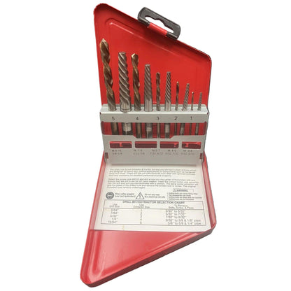 Snap-on 10pc Extractor and Drill Bit Set - Left Hand Cobalt Drills