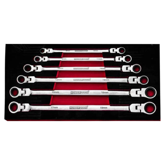 POWERHAND 6Pc XL Flex Head Ratcheting Spanner Set