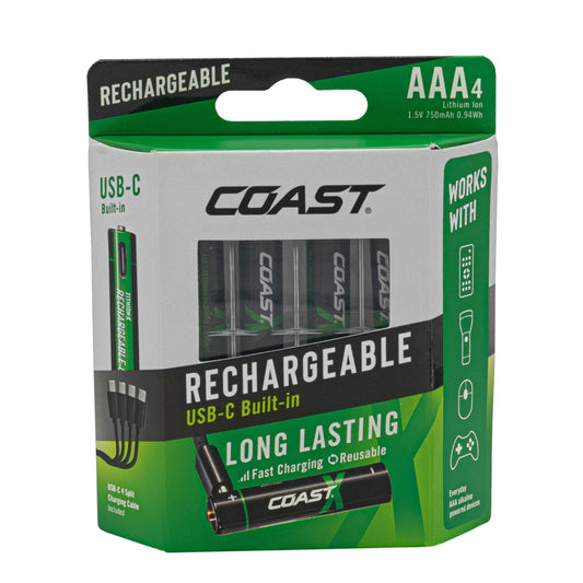 COAST Zithion-X Rechargeable Batteries Pack of 4 (AAA/AA)