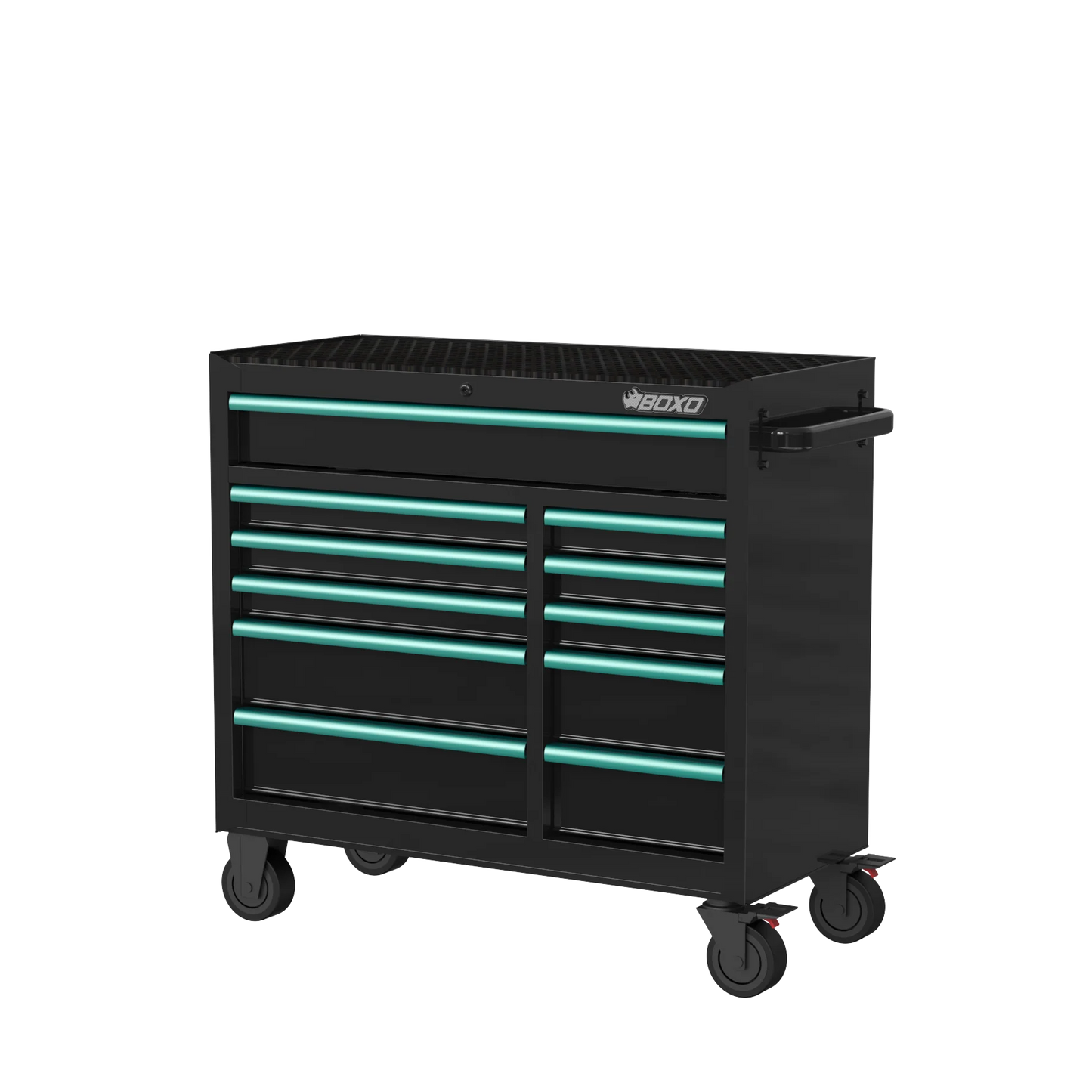 BOXO 41" 11 Drawer Roll Cabinet with Drawer Trim Pack - Black Body with Coloured Trim Pack