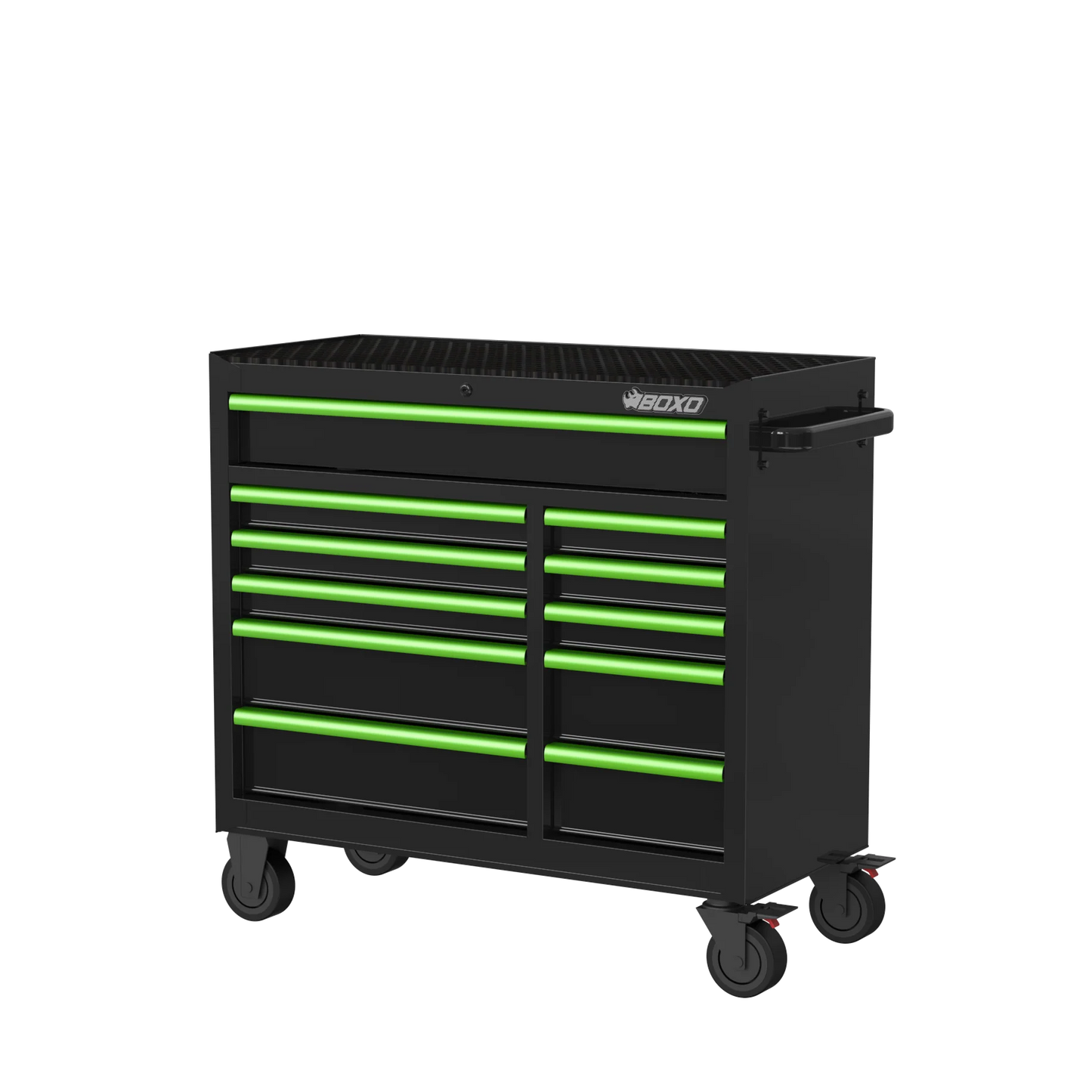 BOXO 41" 11 Drawer Roll Cabinet with Drawer Trim Pack - Black Body with Coloured Trim Pack