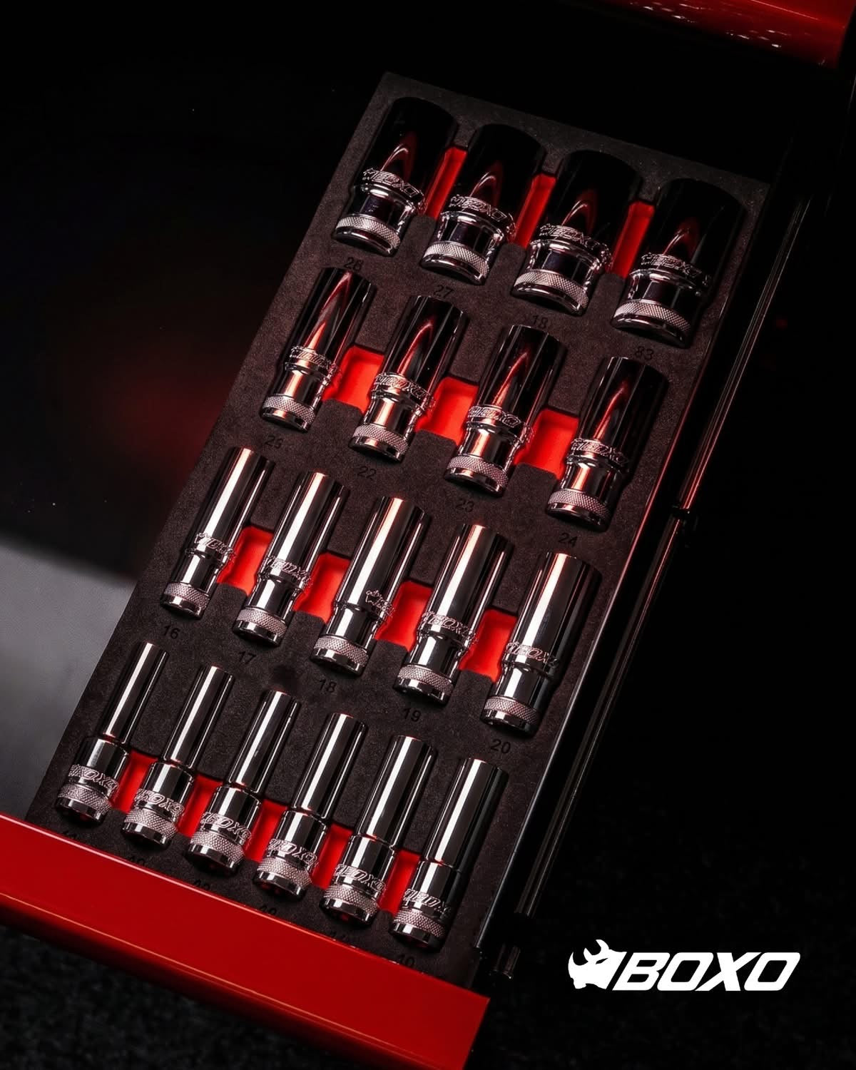 BOXO 1/2" 6Pt Deep Socket Set (10mm - 32mm)