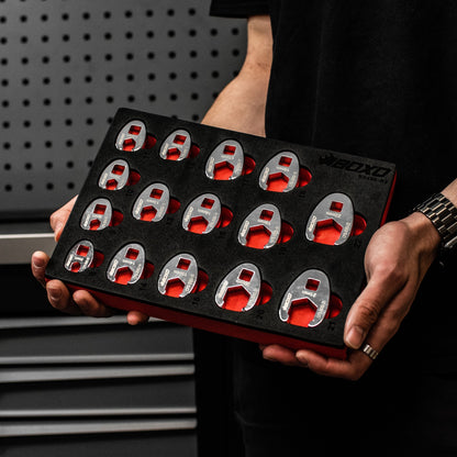 BOXO 12Pc 3/8" 6PT Crow Foot Wrench Set