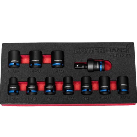 POWERHAND 1/2" 12Pt Shallow Impact Socket Sets 10mm-19mm