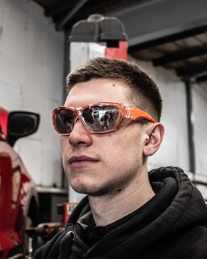 POWERHAND Orange Anti Fog Clear Lens Safety Glasses