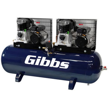 GIBBS UK-Built Tandem Air Compressor 250L 3HPx2  230V - BUILT TO ORDER