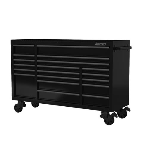 BOXO 72" 19 Drawer Triple Bank Roll Cabinet with Drawer Trim Pack - Black Body & Trim Colour Options