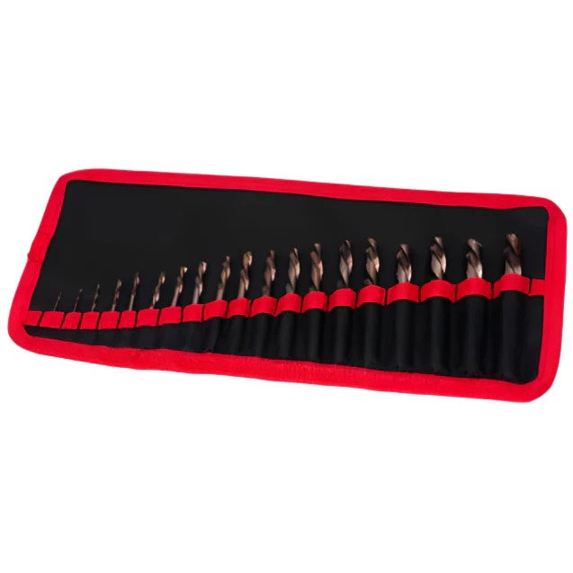 Drill Bit Set, Fully Ground Cobalt Extra Stubby; Left Handed 19pc Set