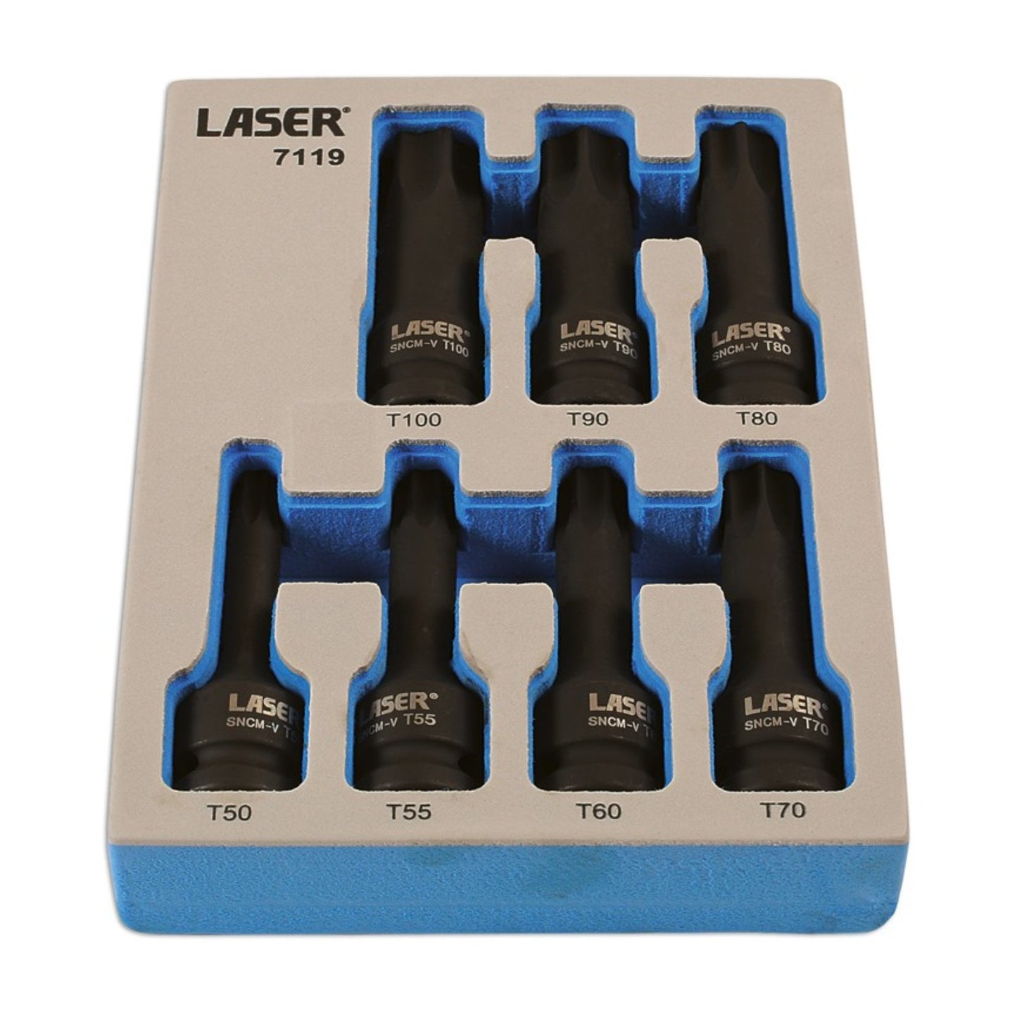 Laser 7Pc 1/2" Long Impact Star Socket Bit Set