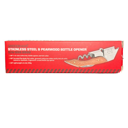 POWERHAND Stainless Steel & Pearwood Bottle Opener