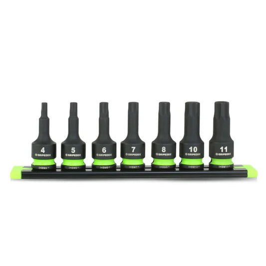 GripEdge 7pc 3/8Dr Metric Impact RPT Hex Driver Set Short